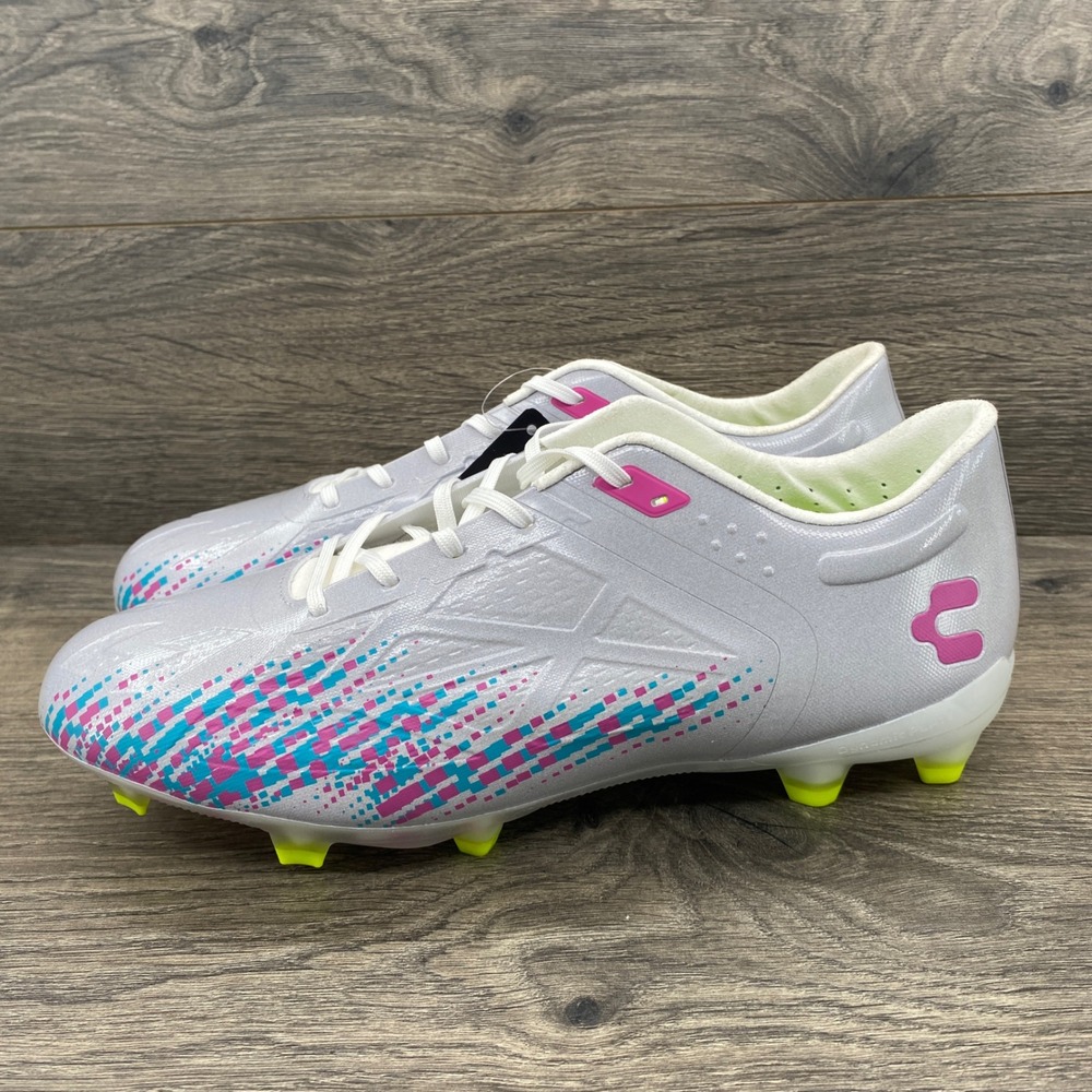 Charly Soccer Cleats Mens Size 10 Silver Pink Blue Pixelated Graphic 1086892
